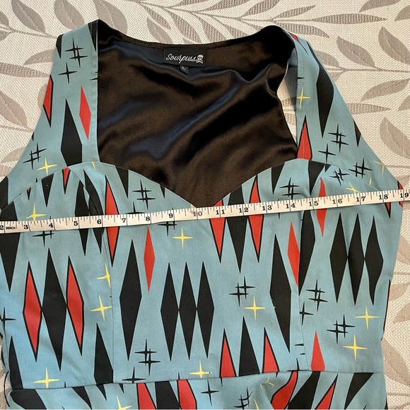 Sourpuss harlequin retro diamonds print swing dress size large - Picture 13 of 14